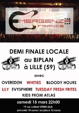 Affiche : 1/2 finale Emergenza · Le Biplan