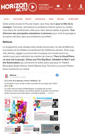 Affiche : Article HorizonActu · Fête de la musique